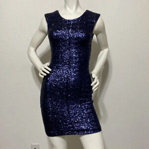 Nicholas Navy Blue Sequin Sleeveless Dress Size 10
